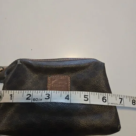 CELINE Old Vintage Pouch PVC Leather Cosmetic Bag Authentic Brown - Picture 12 of 16